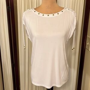 The Limited sleeveless grommeted neckline white blouse Size medium